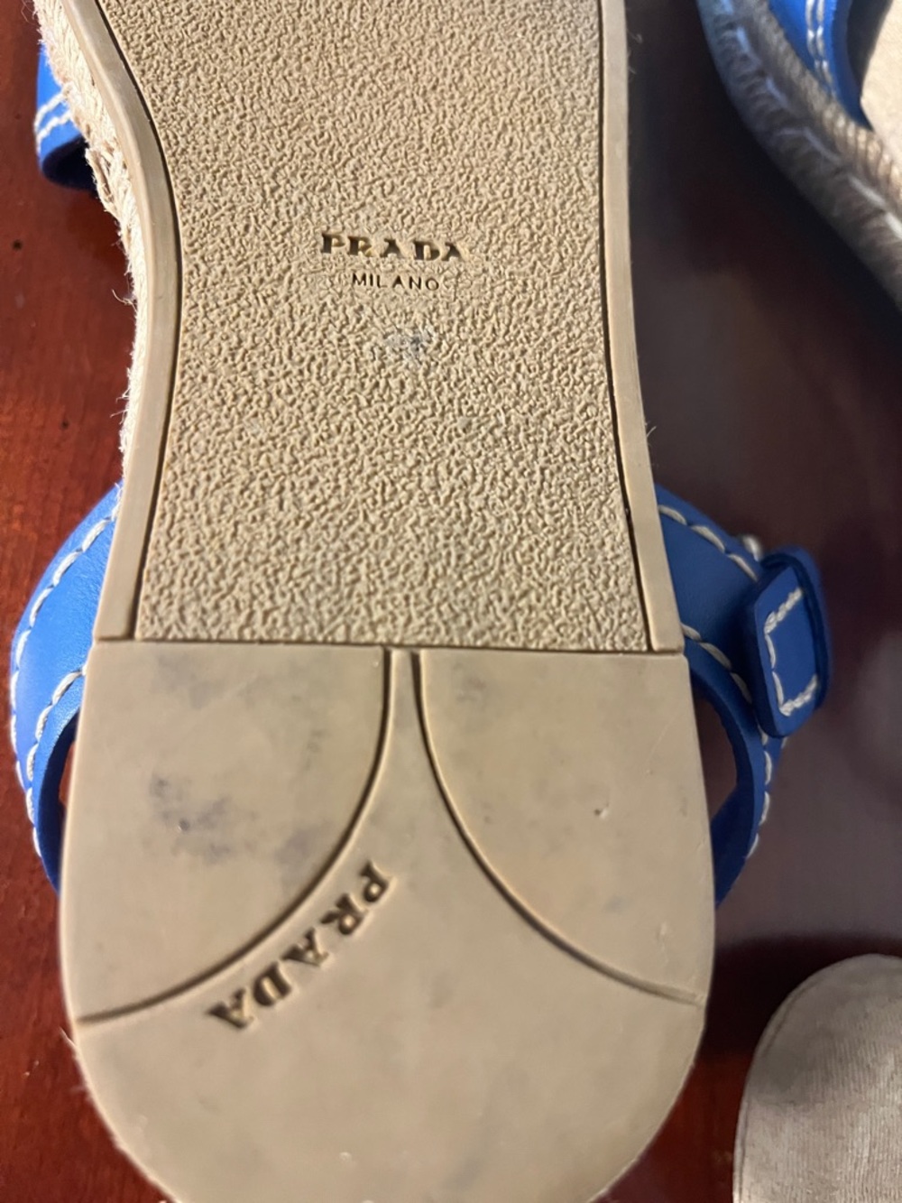 Prada Marine Blue Women’s Sandals with Braided Jute Sole Size 38 - Picture 4 of 12